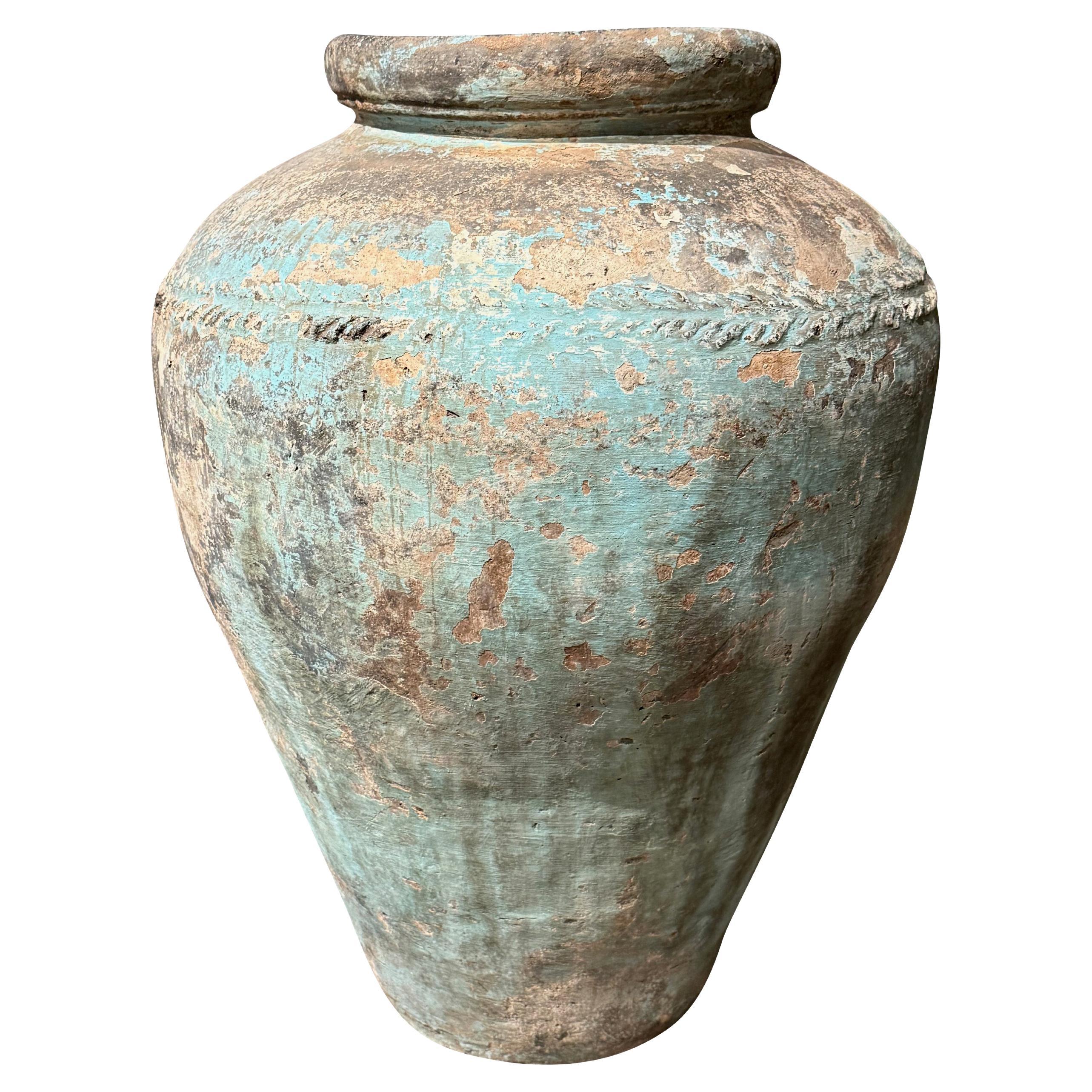 Vaso d
acqua blu e bianco lavato, India, XIX secolo in vendita