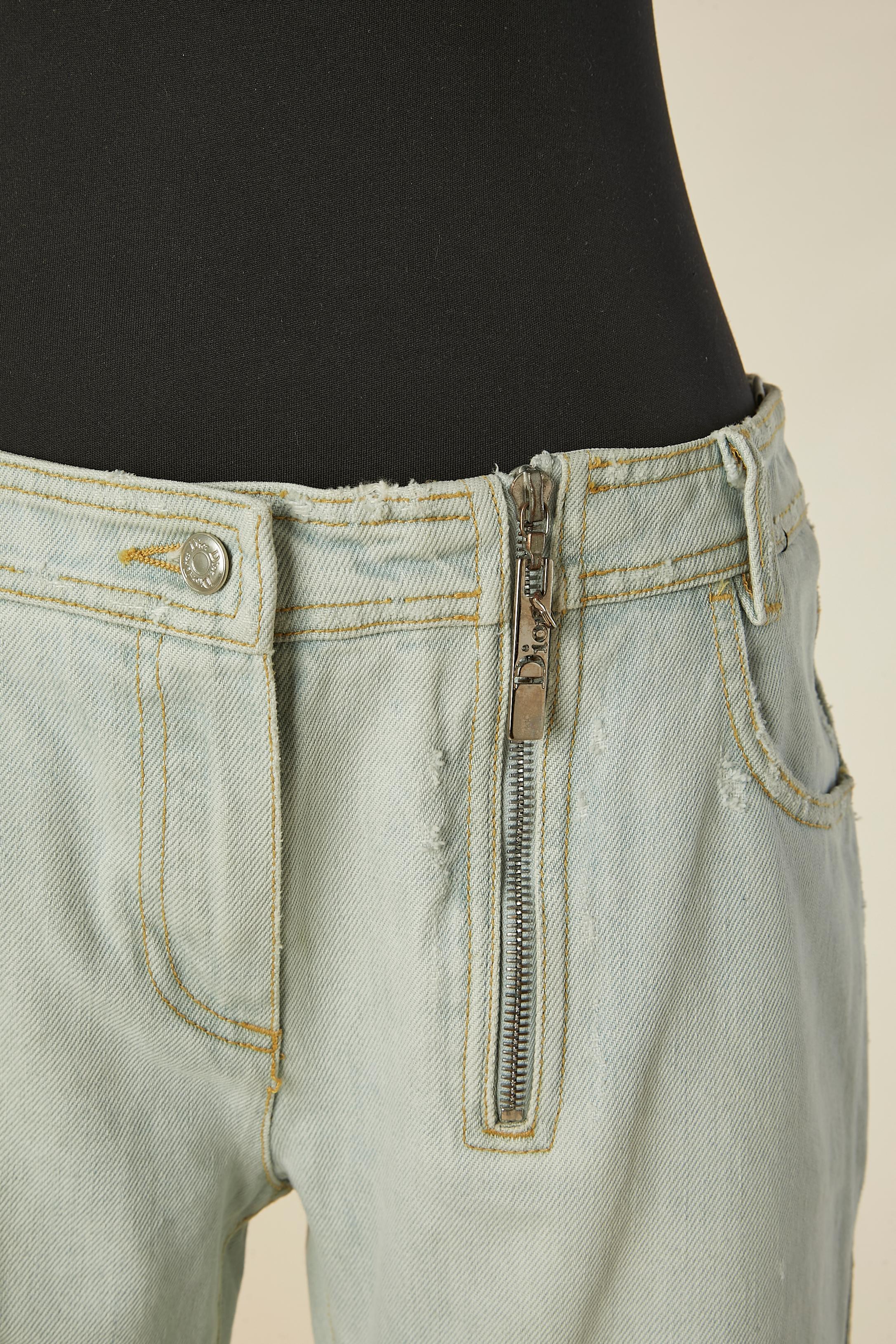 Gris Jean en denim délavé CHRISTIAN DIOR en vente