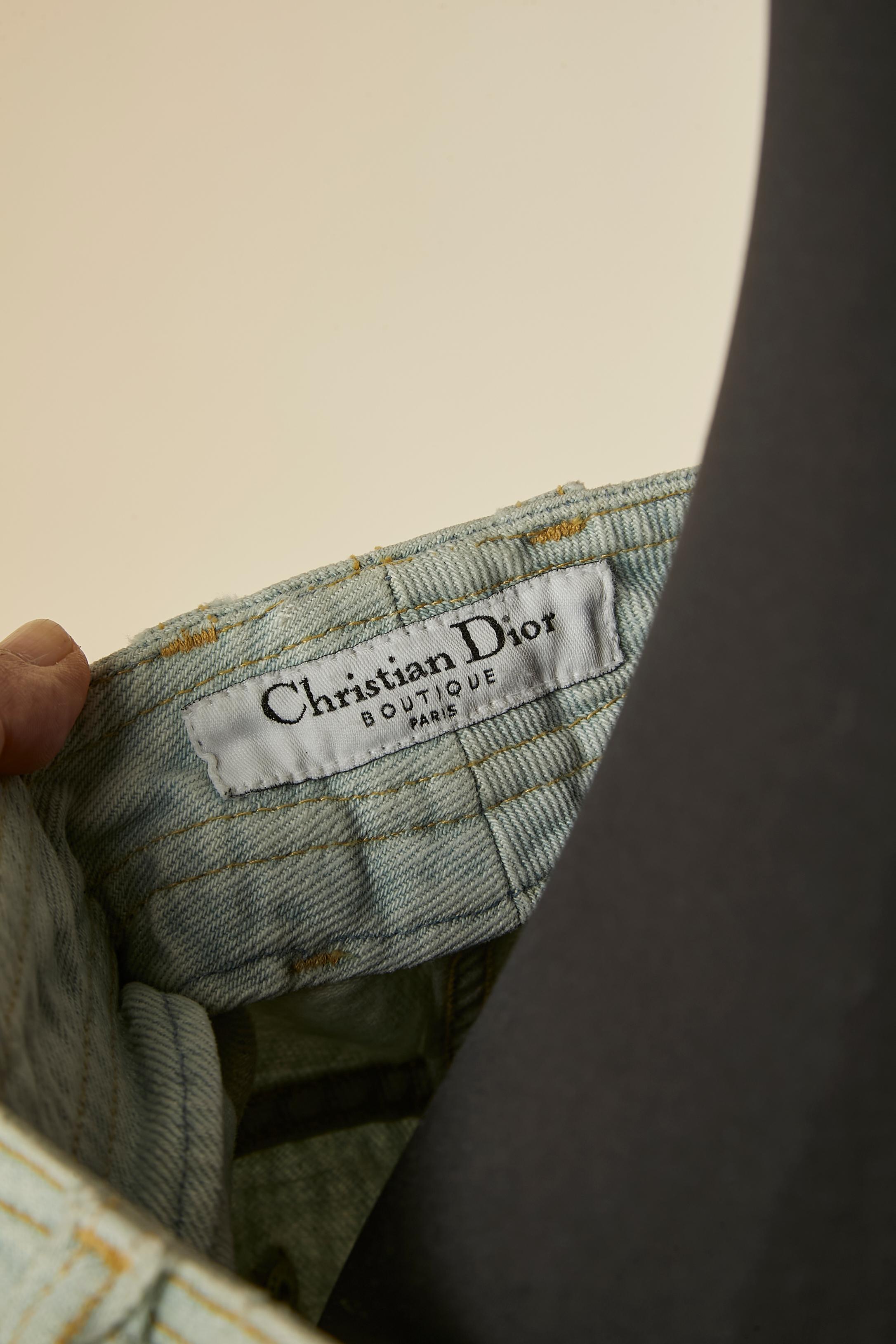 Jean en denim délavé CHRISTIAN DIOR en vente 4