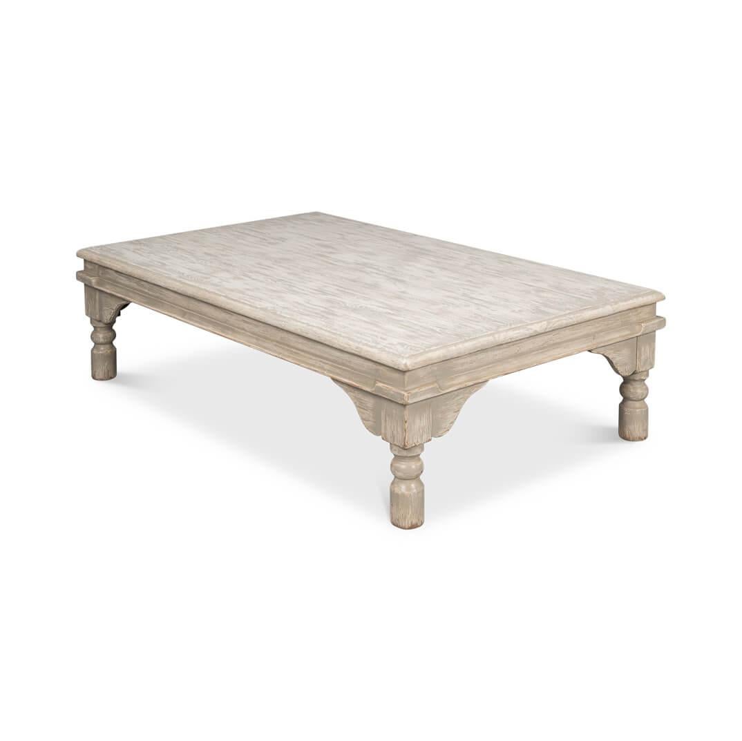 Rustic Washed Gray Lowrise Coffee Table For Sale