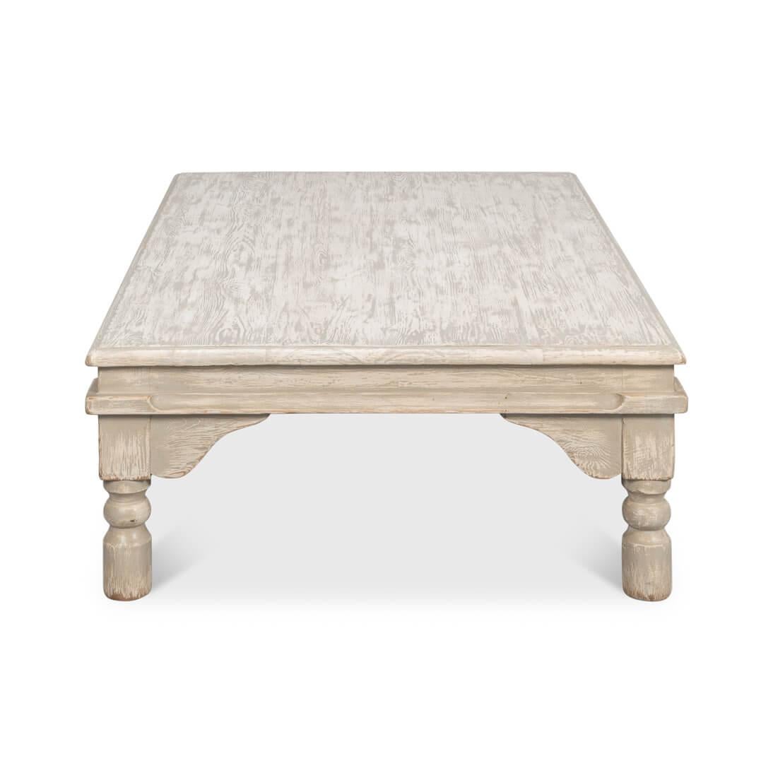 Contemporary Washed Gray Lowrise Coffee Table For Sale