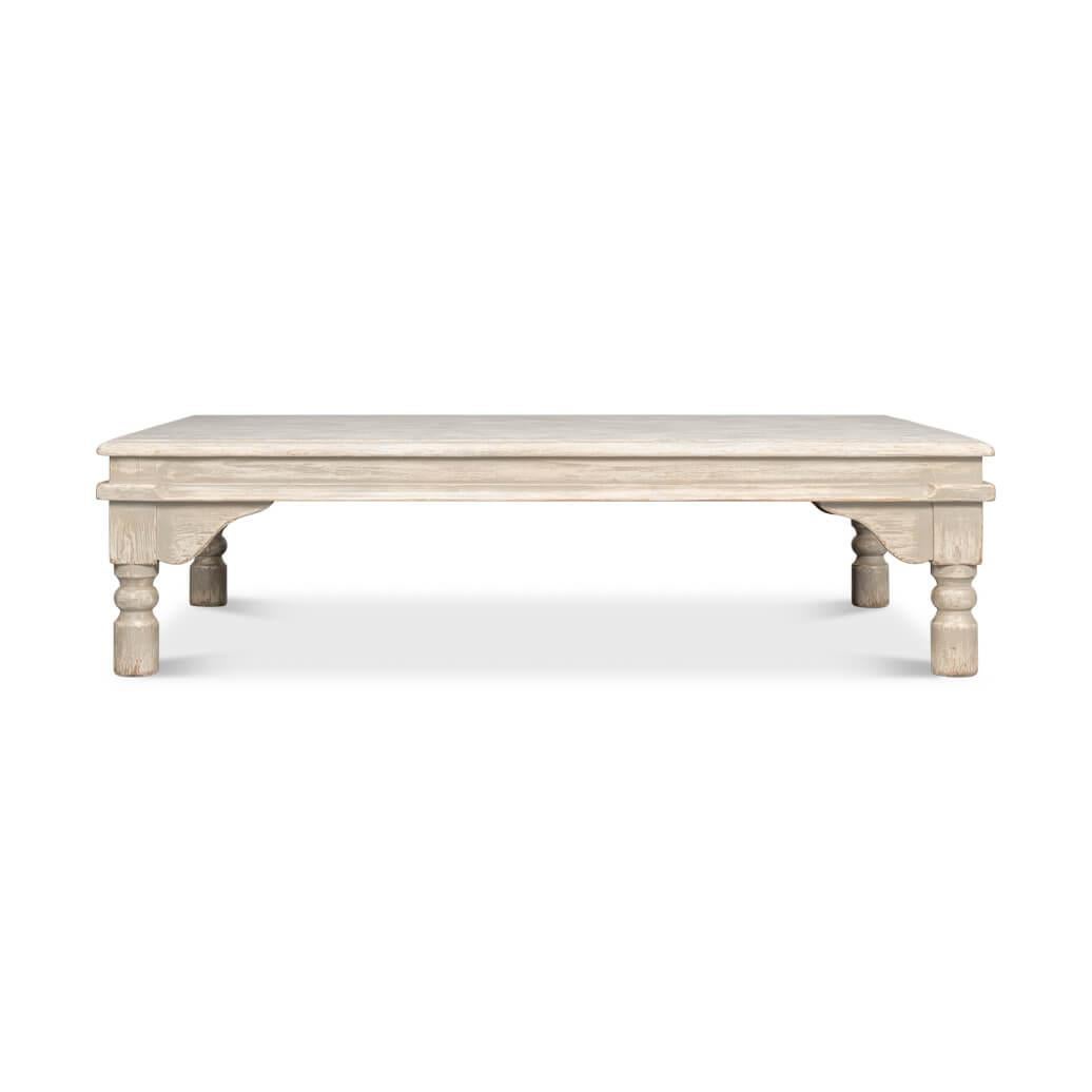Wood Washed Gray Lowrise Coffee Table For Sale