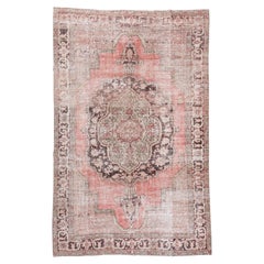 Antique Washed Oushak with Brilliant Red