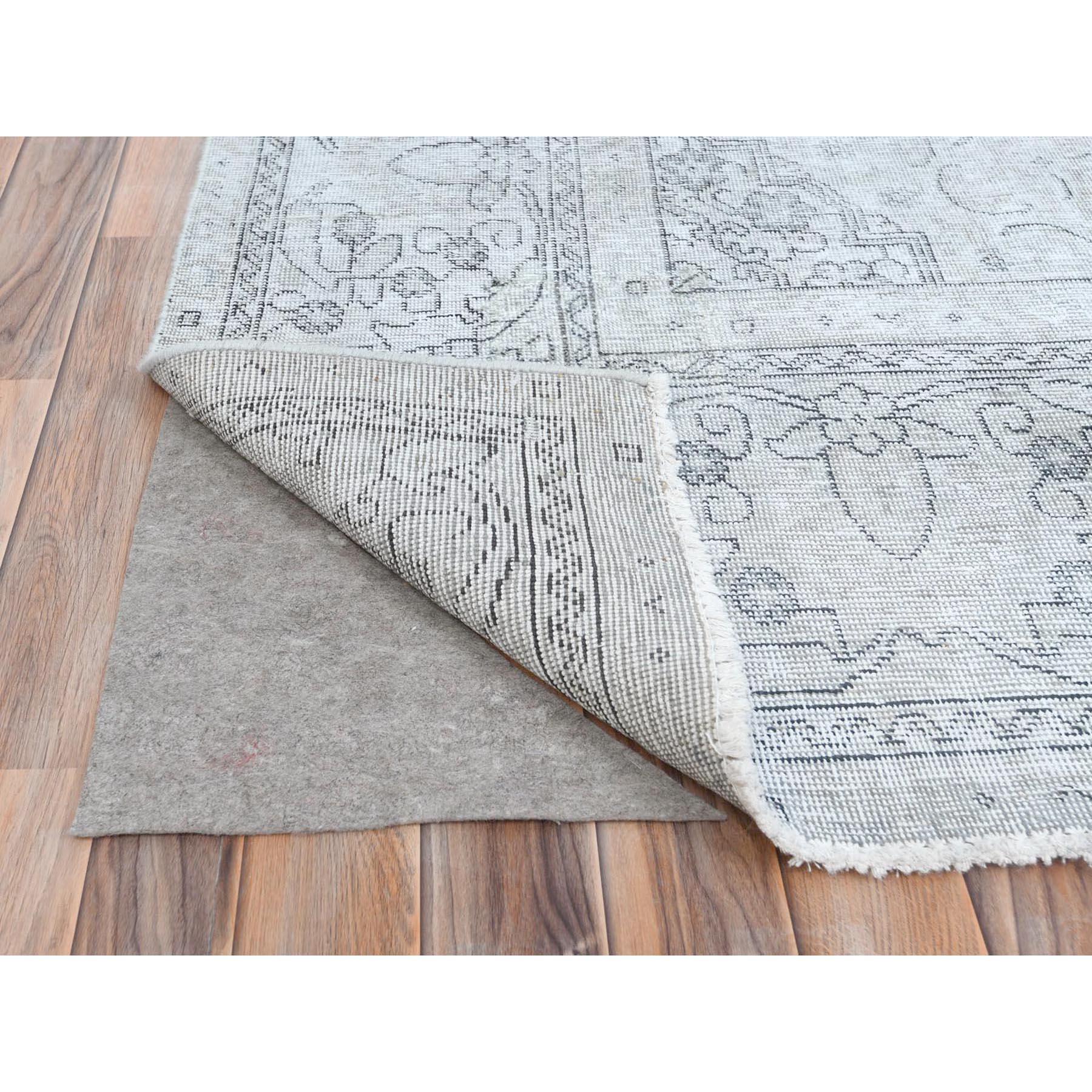 Mid-20th Century Washed Out Gray Vintage Persian Tabriz, Hand Knotted Worn Wool Distressed Rug For Sale