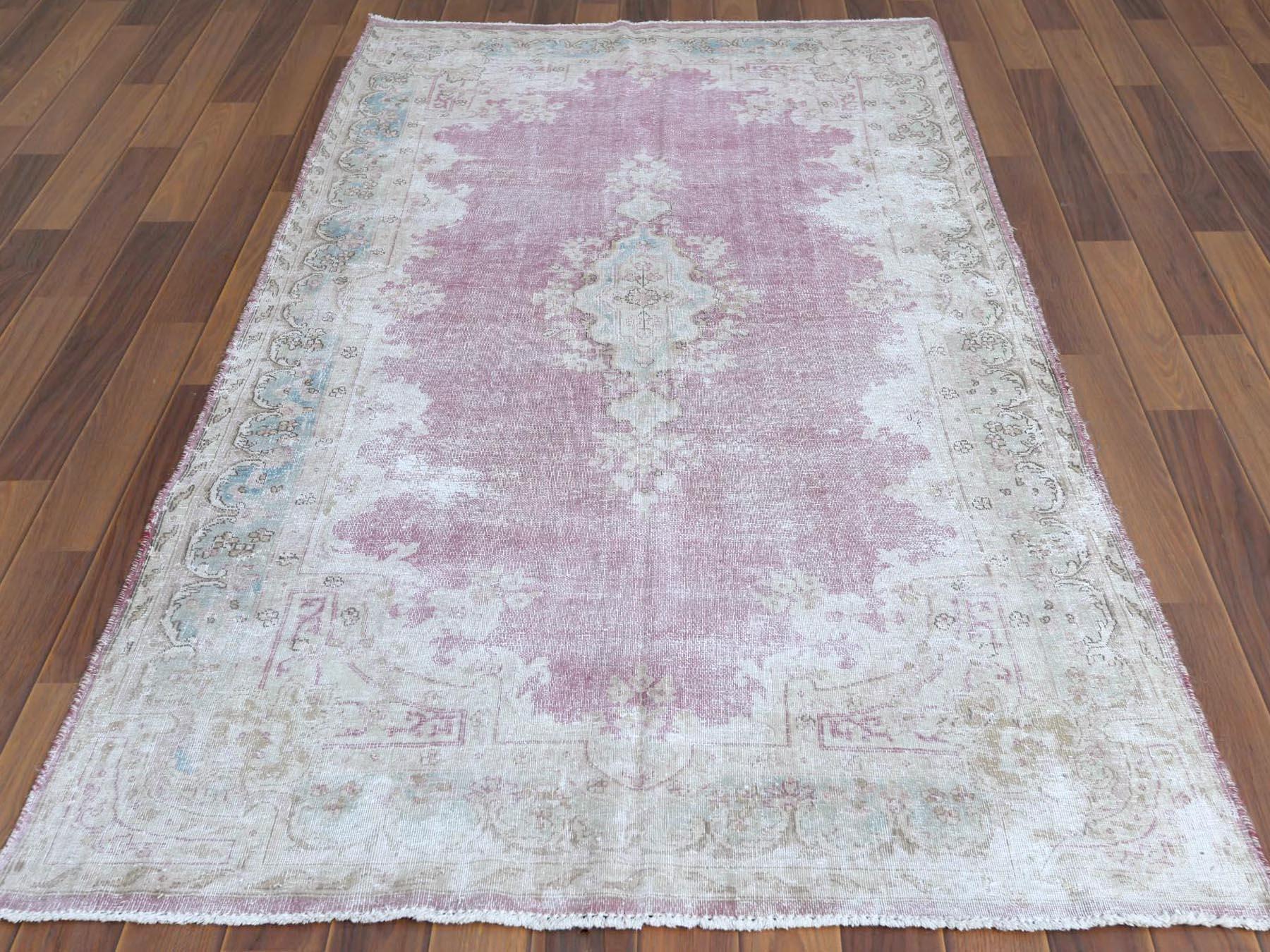Medieval Washed Out Pink Vintage Persian Kerman Worn Down Beautiful Wool Hand Knotted Rug