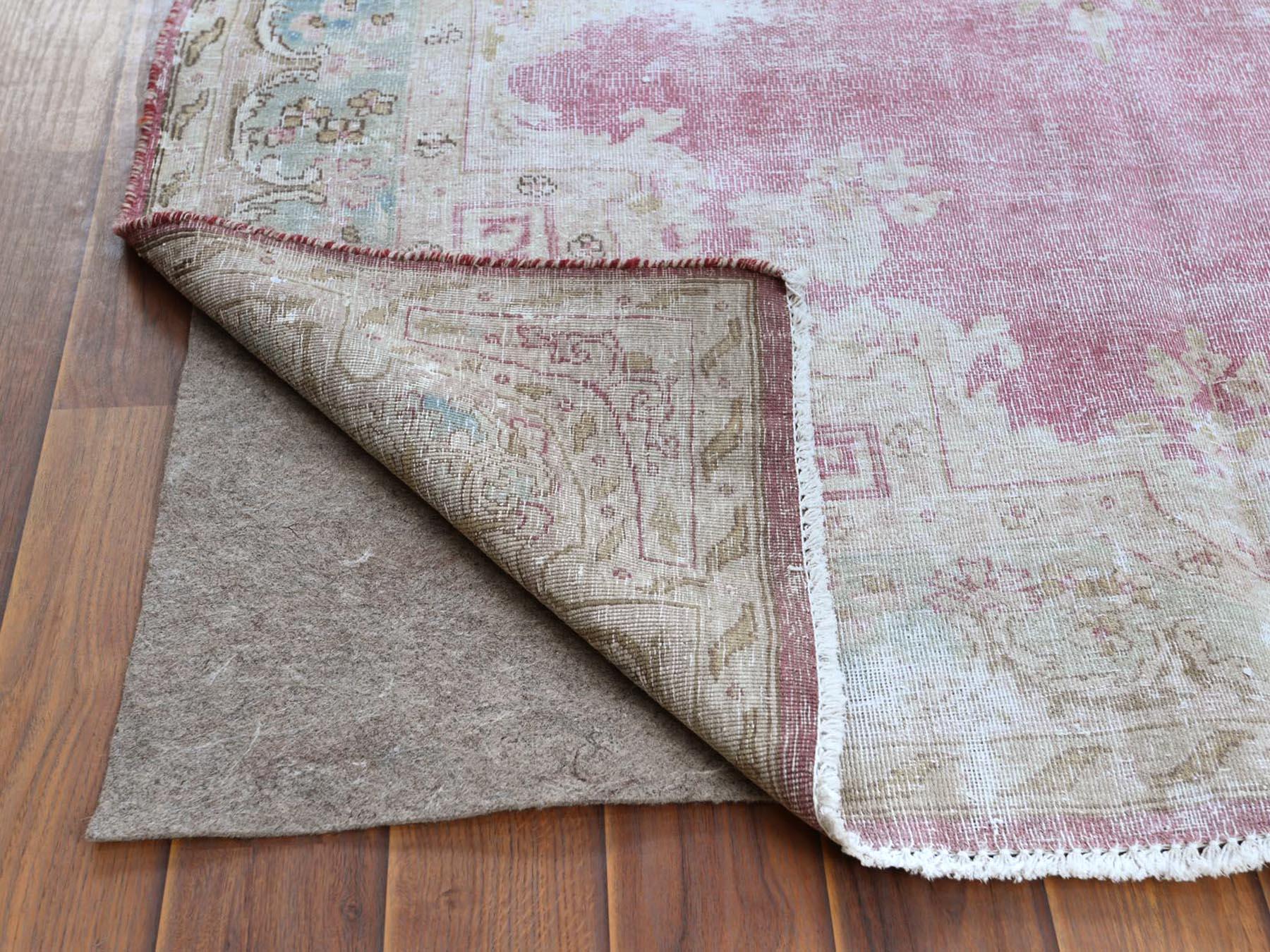 Hand-Knotted Washed Out Pink Vintage Persian Kerman Worn Down Beautiful Wool Hand Knotted Rug
