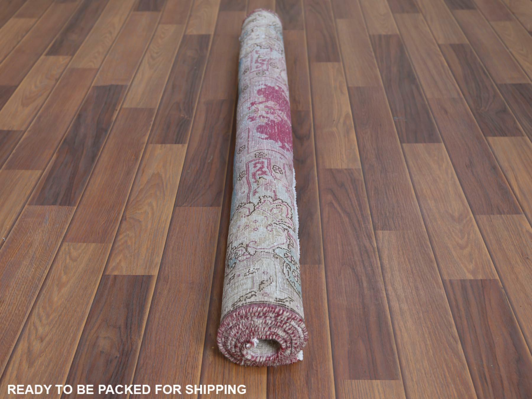 Mid-20th Century Washed Out Pink Vintage Persian Kerman Worn Down Beautiful Wool Hand Knotted Rug
