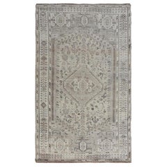 Ausgewaschener Vintage und abgenutzter persischer Gaschgai Teppich aus reiner Wolle:: handgeknüpft