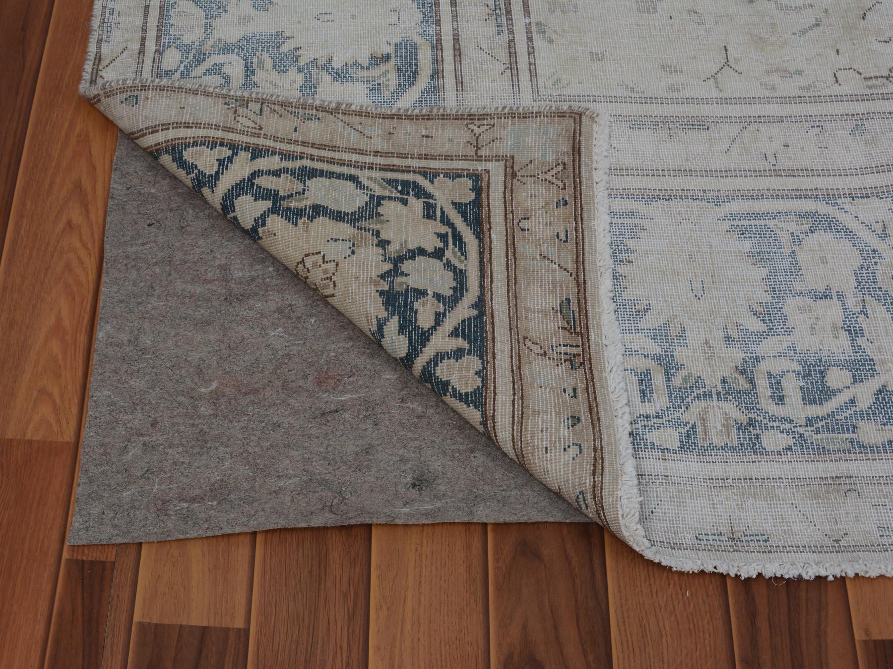 Hand-Knotted Washed Out Vintage Persian Kerman Worn Down Hand Knotted Pure Wool Oriental Rug