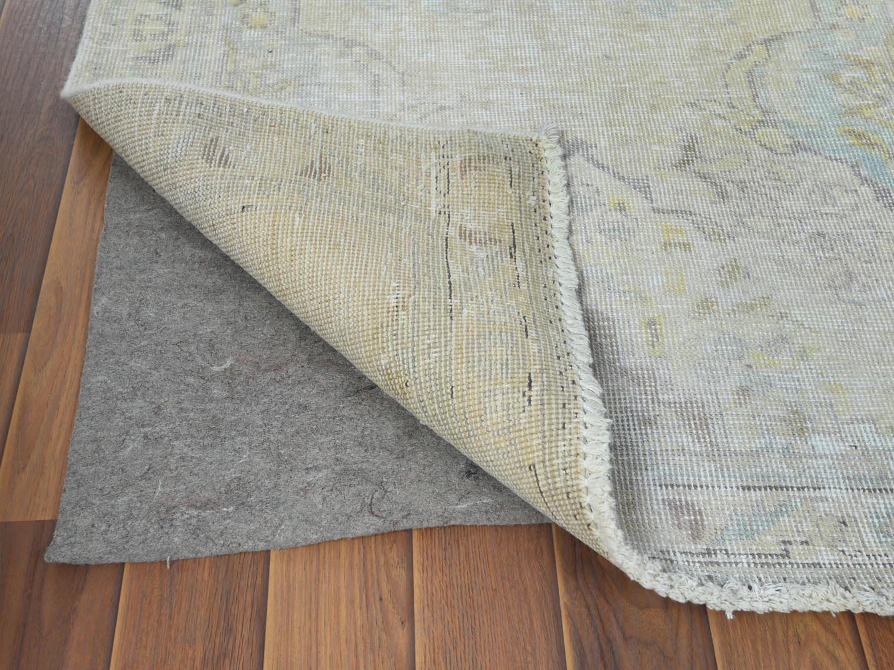 Hand-Knotted Washed Out Vintage Persian Tabriz Worn Down Clean Organic Wool Hand Knotted Rug