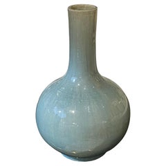 Washed Turquoise Glaze Tubular Neck Vase, China, Contemporary