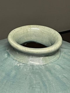 Washed Turquoise Glazed Round Vase, China, Contemporary