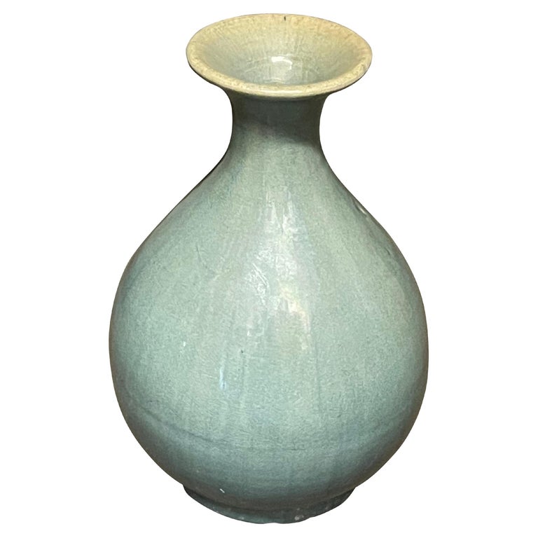 Washed Turquoise Glazed Tulip Shaped Vase, China, Contemporary For Sale at  1stDibs