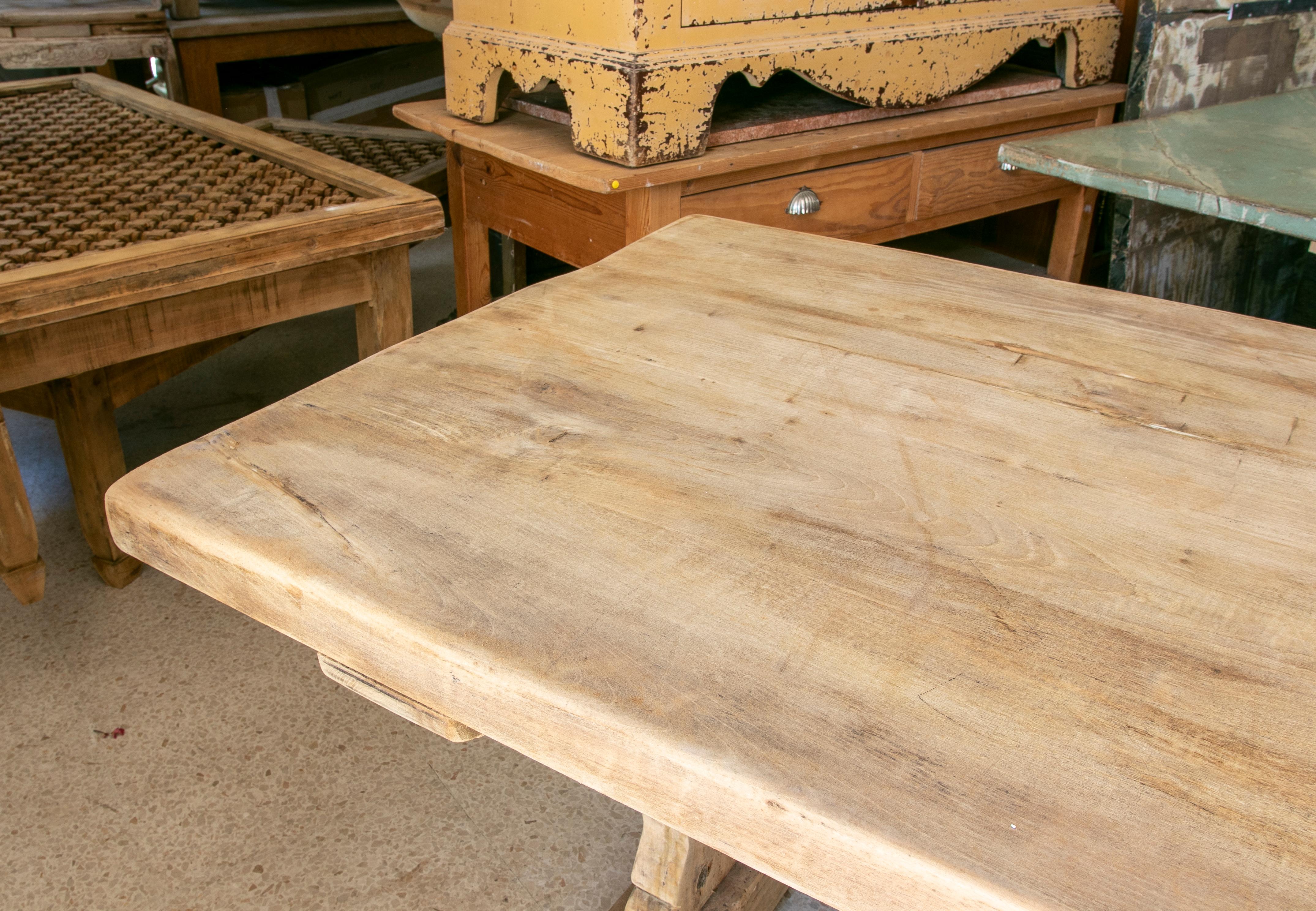 Washed Wood Table in its Natural Colour with Crossbar at the Bottom 15