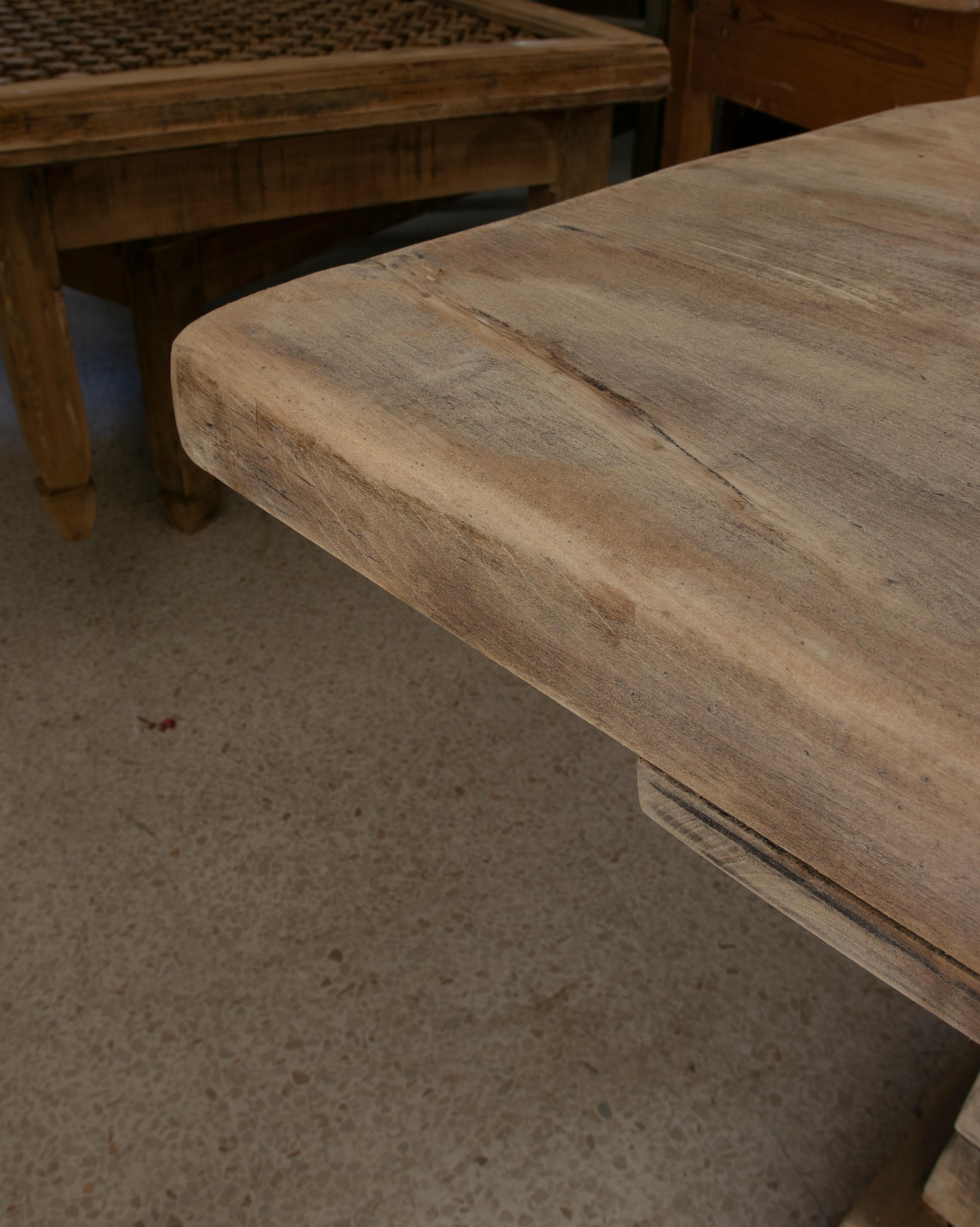 Washed Wood Table in its Natural Colour with Crossbar at the Bottom 1