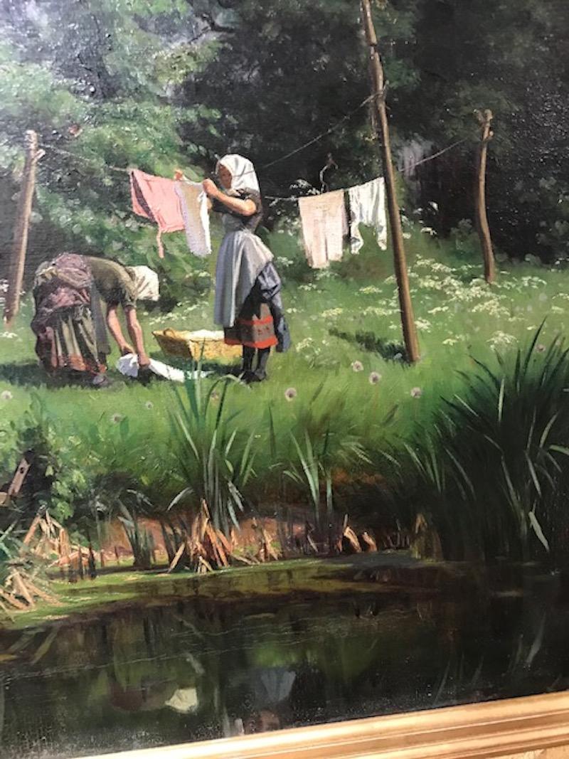 Romantic Washerwomen Painting by Viggo Pedersen