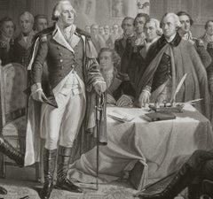 "Washington and His Generals" Antique Engraving by A.H. Ritchie, circa 1870