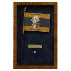Bandiera da parata "Washington Bicentenario 1732-1932", stampata in oro e blu, 1930 ca.