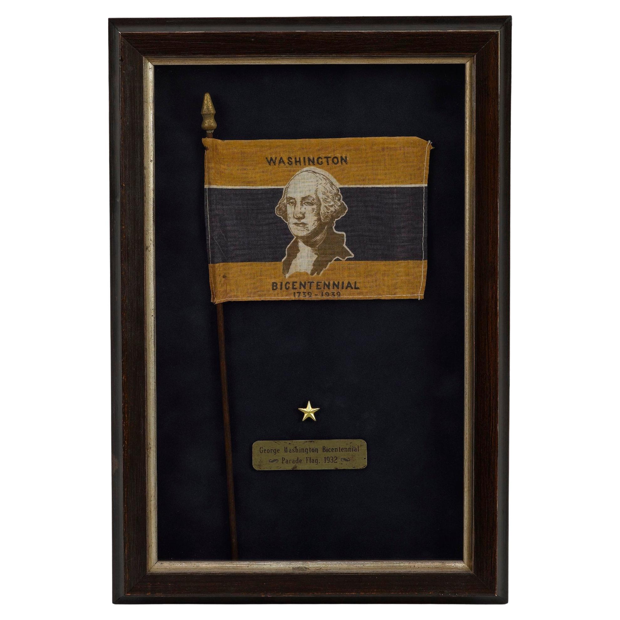 "Washington Bicentennial 1732-1932" Parade Flag, Printed Gold and Blue, c. 1932