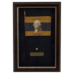 Bandera de desfile "Bicentenario de Washington 1732-1932", impresa en dorado y azul, c. 1932