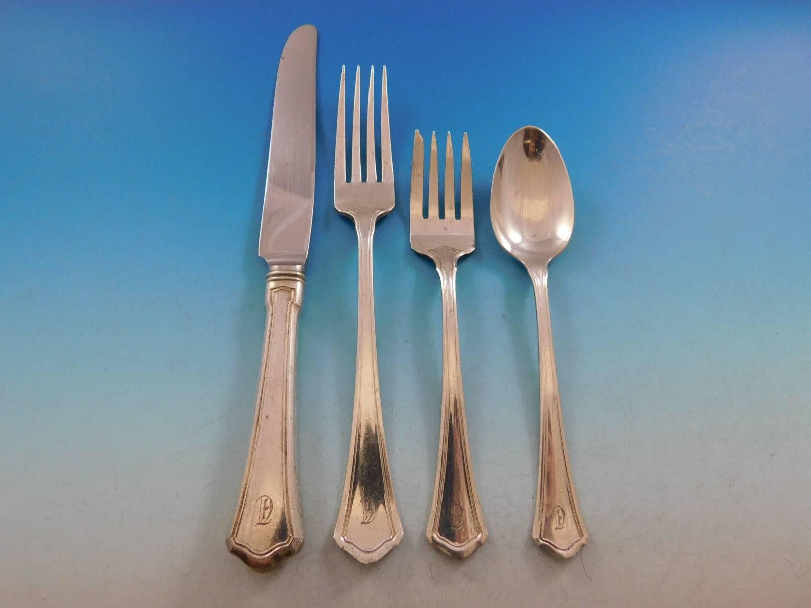 Washington by Wallace Sterling Silver Flatware Set Service 32 pieces Monogram C In Excellent Condition In Big Bend, WI