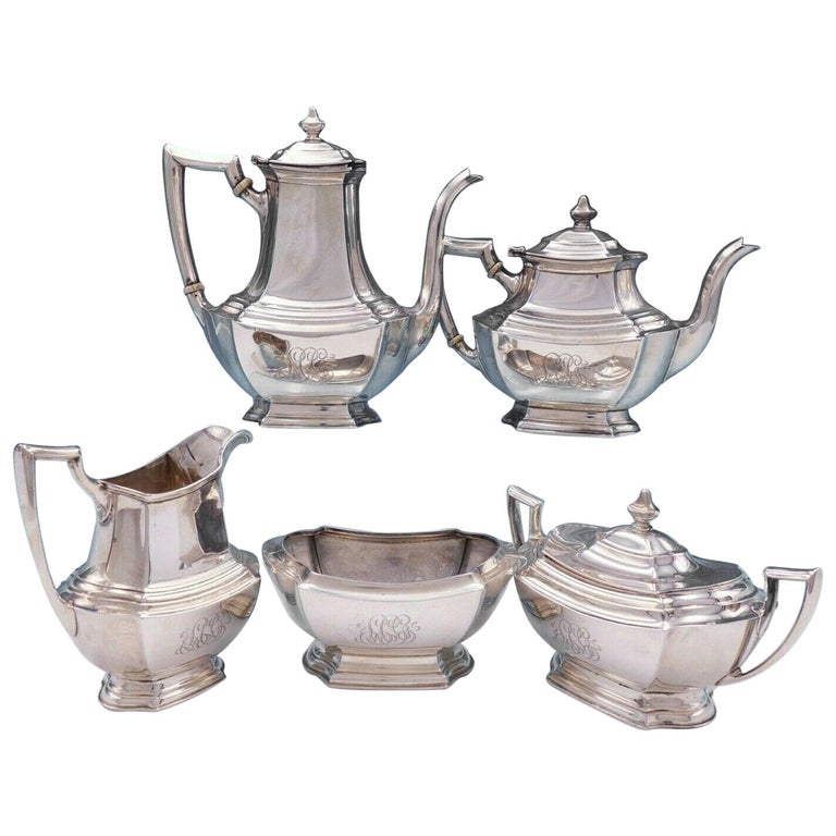 Washington by Wallace Sterling Silver Tea Set 5Piece 1850 at 1stDibs