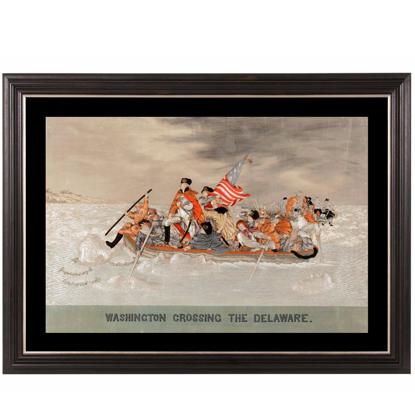 "Washington Crossing the Delaware" Embroidery with a Trapunto Needlework
