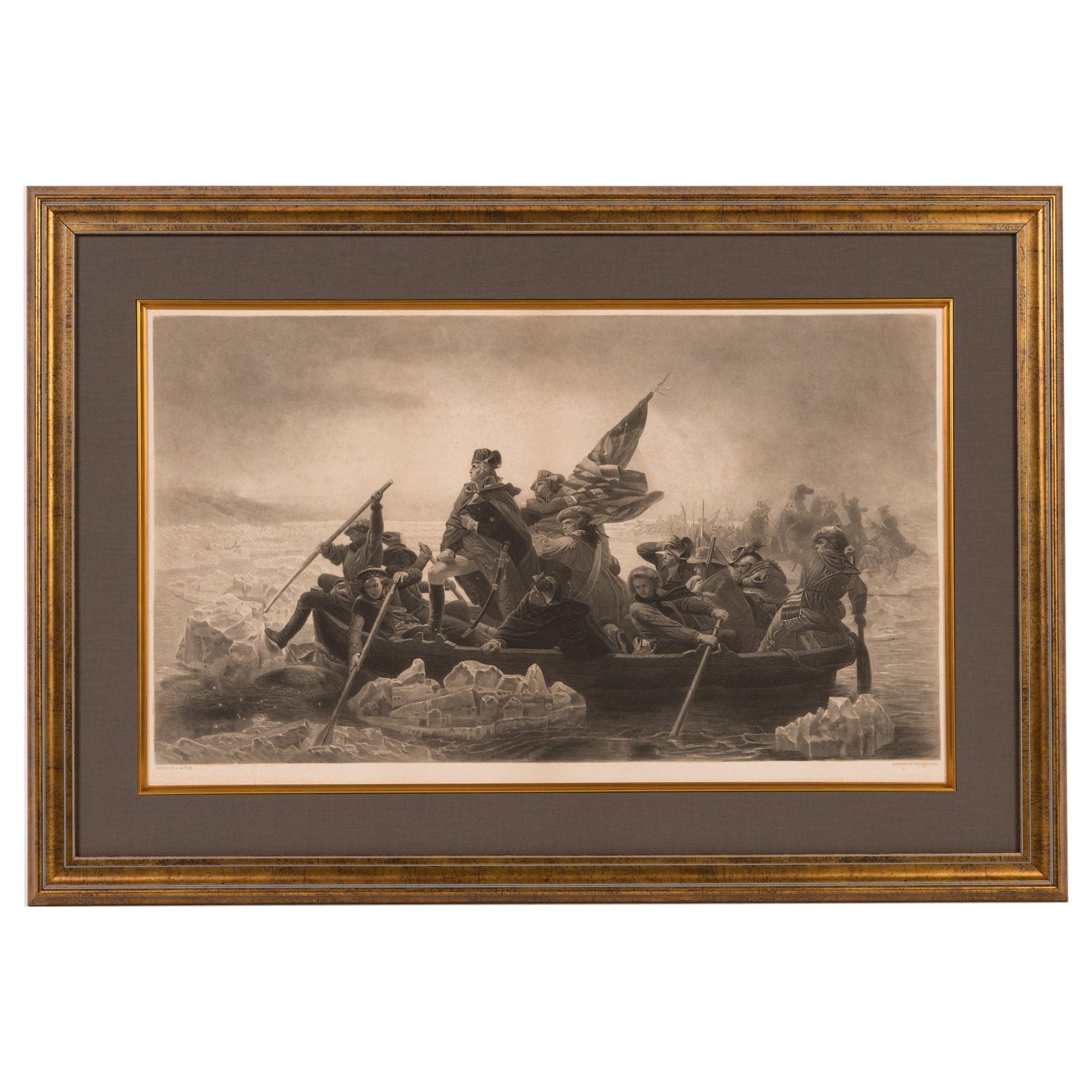 "Washington Crossing the Delaware" Engraving by Paul Girardet