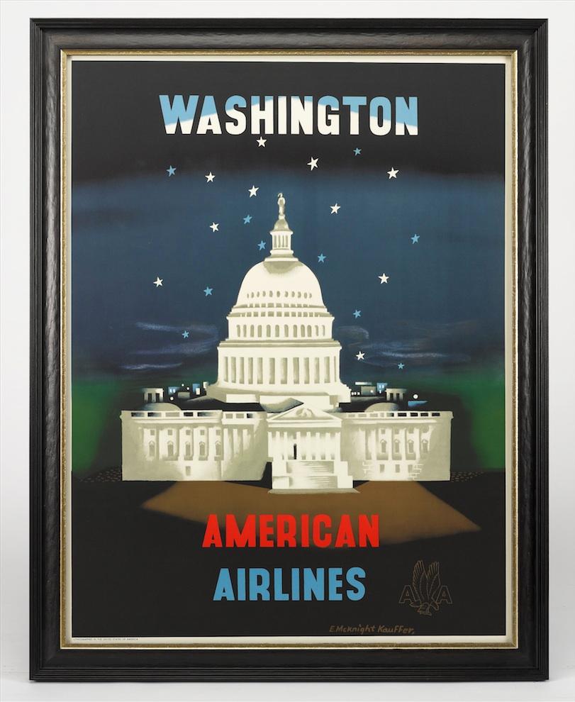 Washington DC American Airlines Travel Poster In Good Condition In Colorado Springs, CO