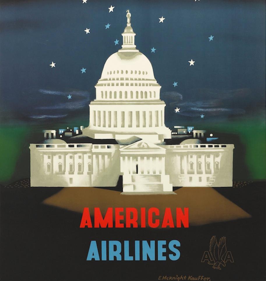 20th Century Washington DC American Airlines Travel Poster