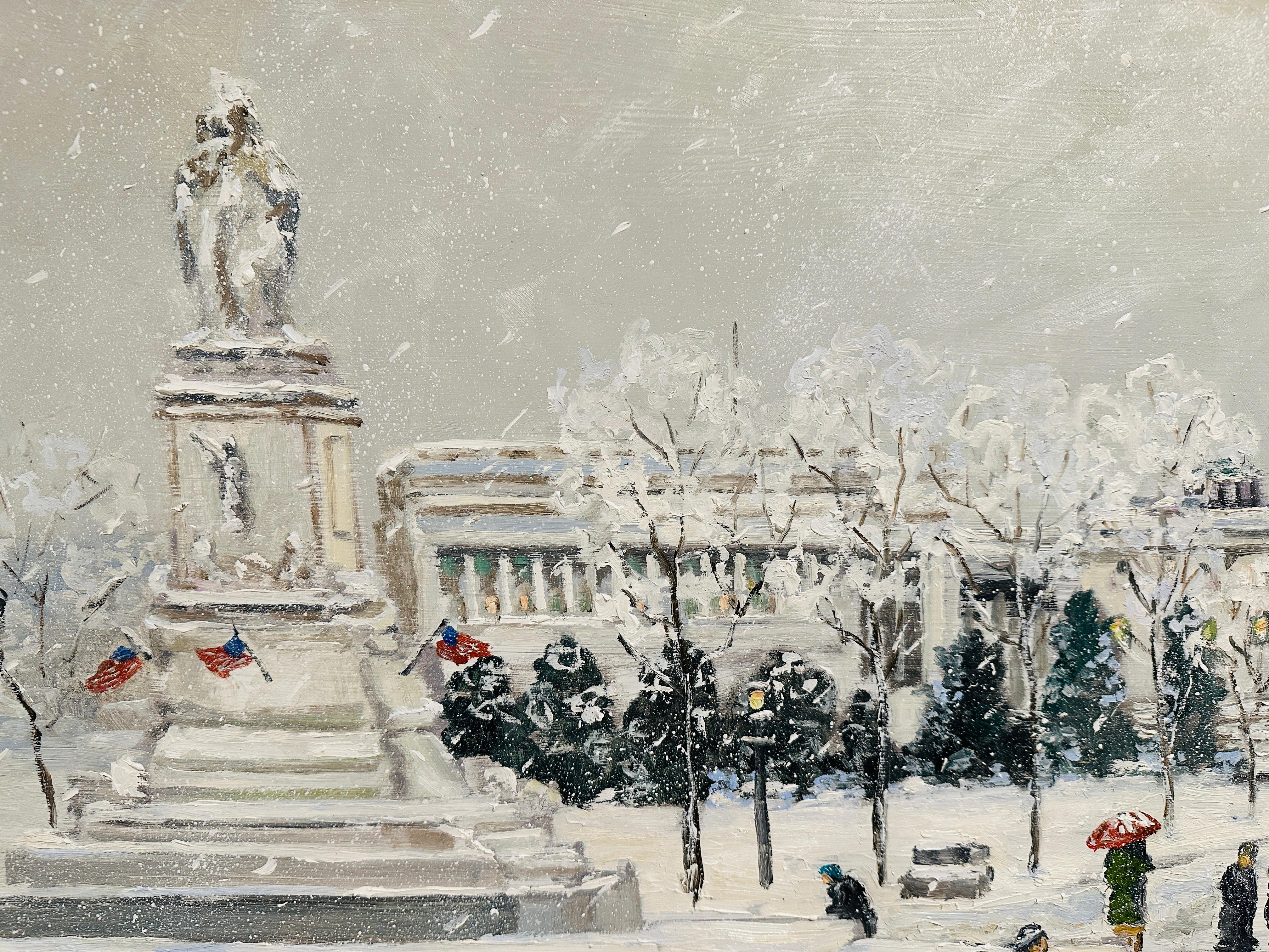 Washington D.A. Capital Hill Impresionista Escena Monumental de Invierno Pintura al Óleo clásico estadounidense en venta