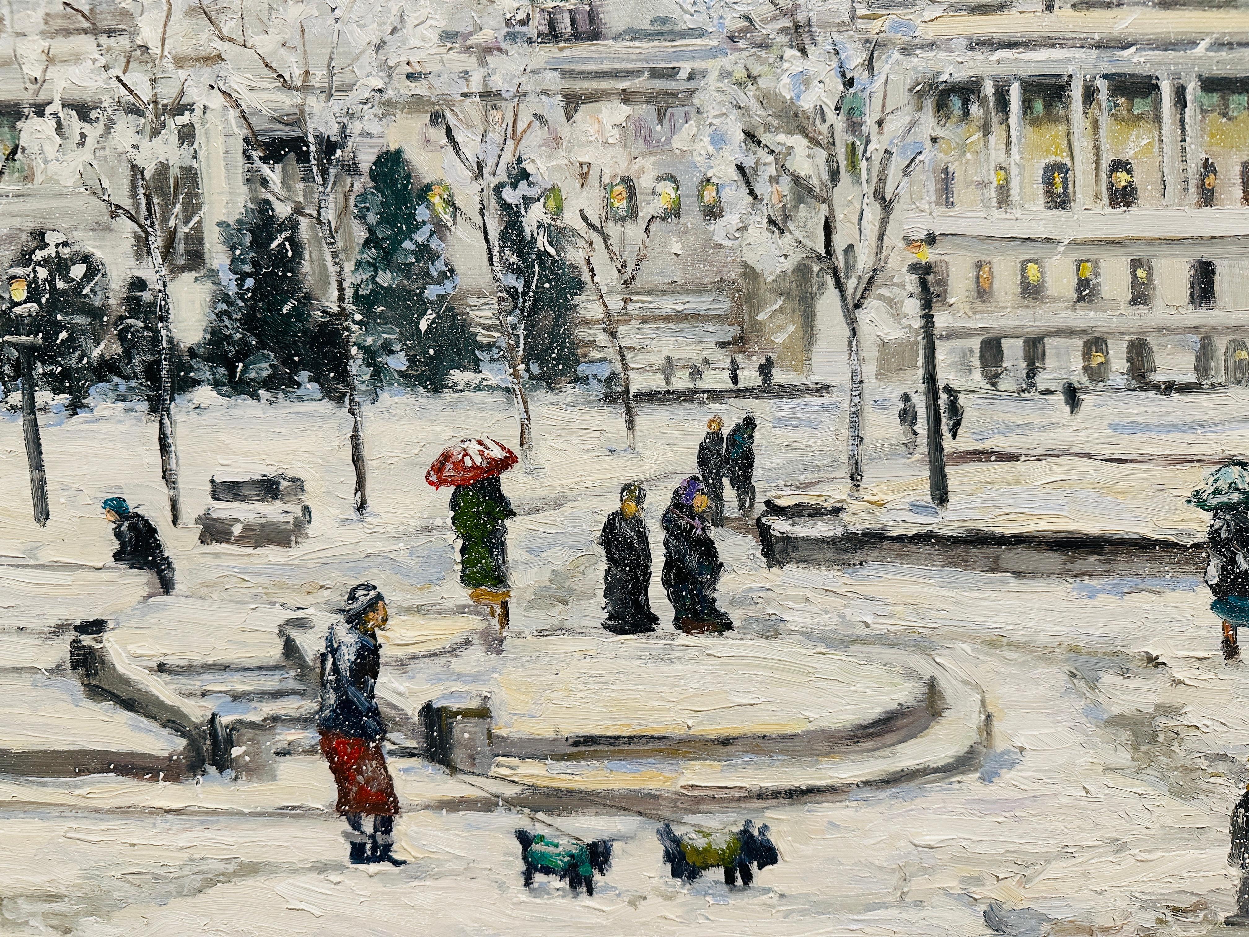 Washington D.A. Capital Hill Impresionista Escena Monumental de Invierno Pintura al Óleo Aceitado en venta