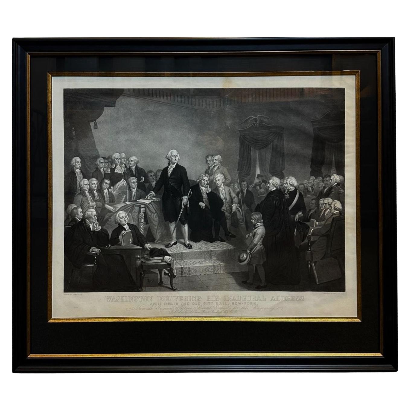 "Washington Delivering His Inaugural Address" Engraving by H. S. Sadd, 1860 For Sale
