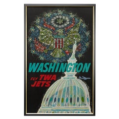 "Washington. Fly TWA Jets" Vintage Travel Poster by David Klein, c. 1960s