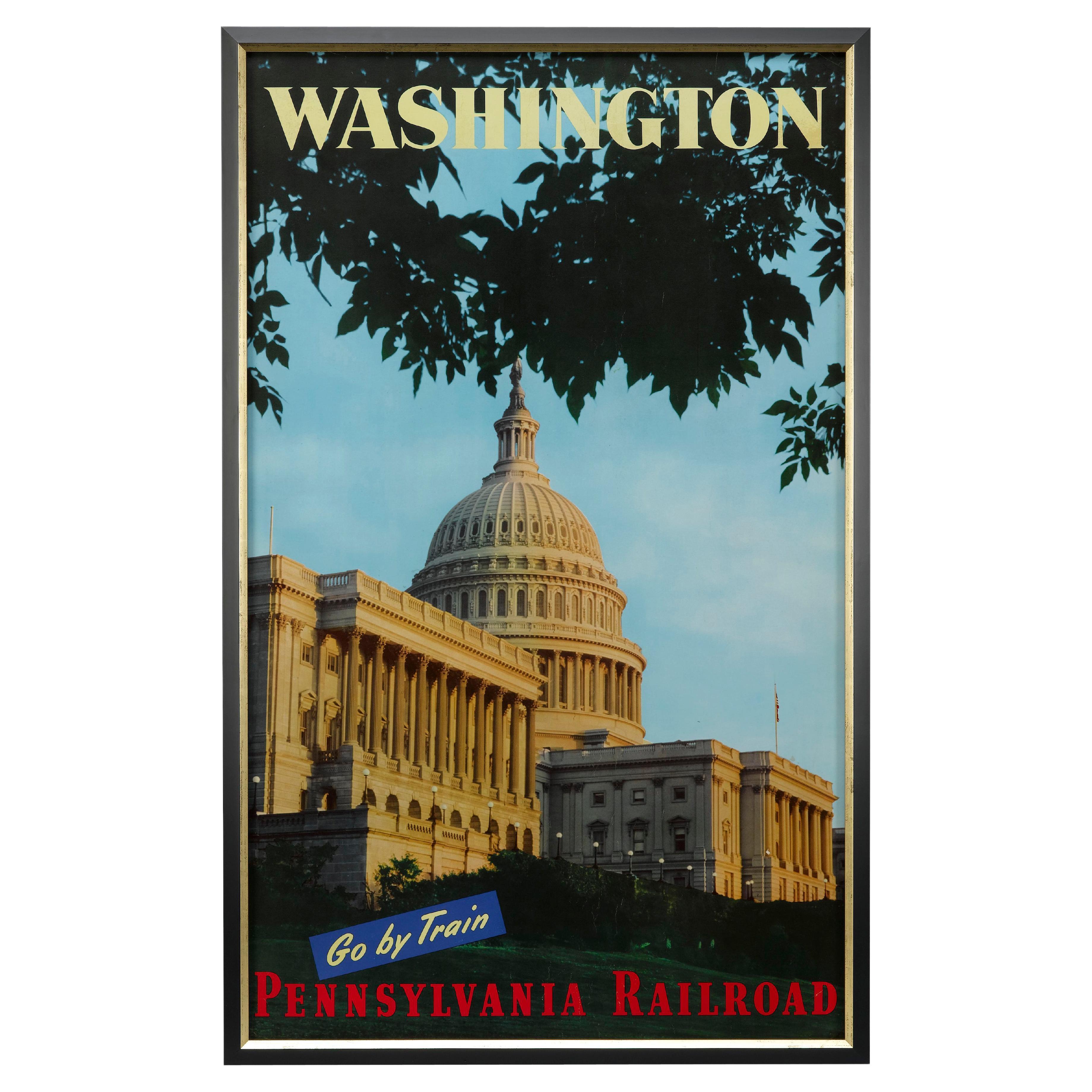 Affiche de voyage vintage « Washington/Go By Train/ Pennsylvania Railroad » (Washington/Go par train) en vente