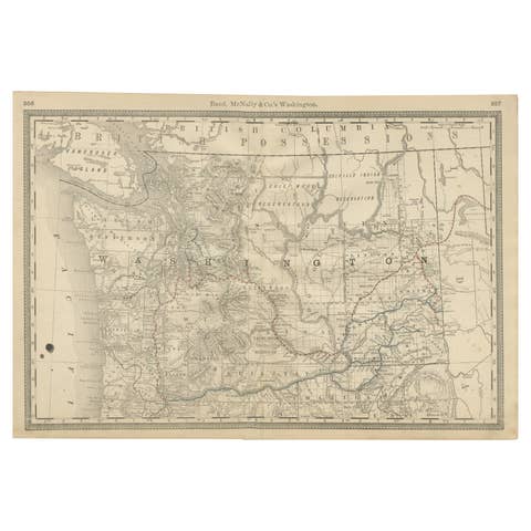 Washington Map 1888 – Antique Railroads, Indian Reservations & Counties