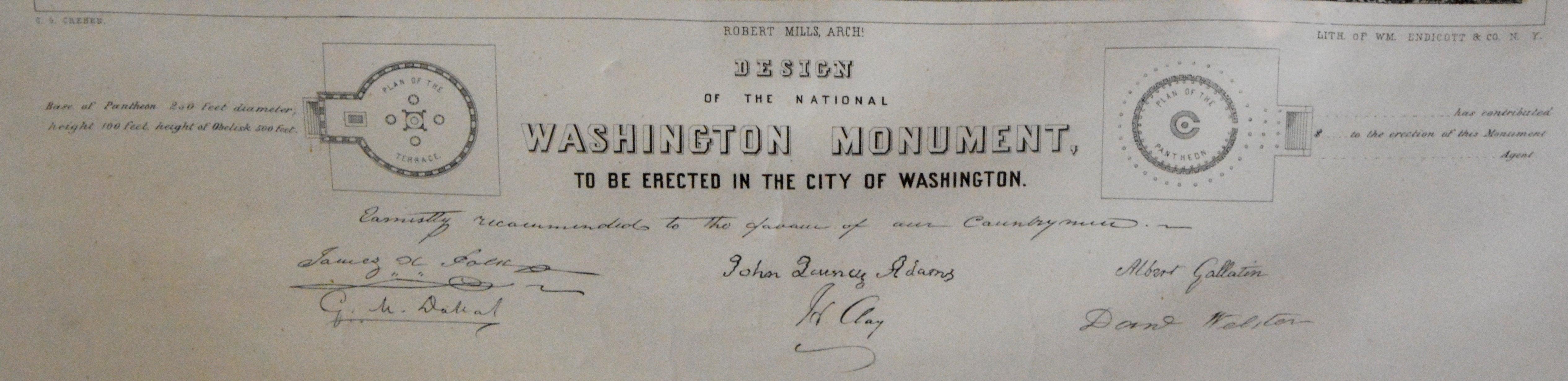 Folk Art Washington Monument Broadside Lithograph For Sale