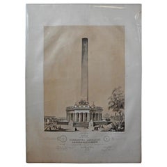 Antique Washington Monument Broadside Lithograph