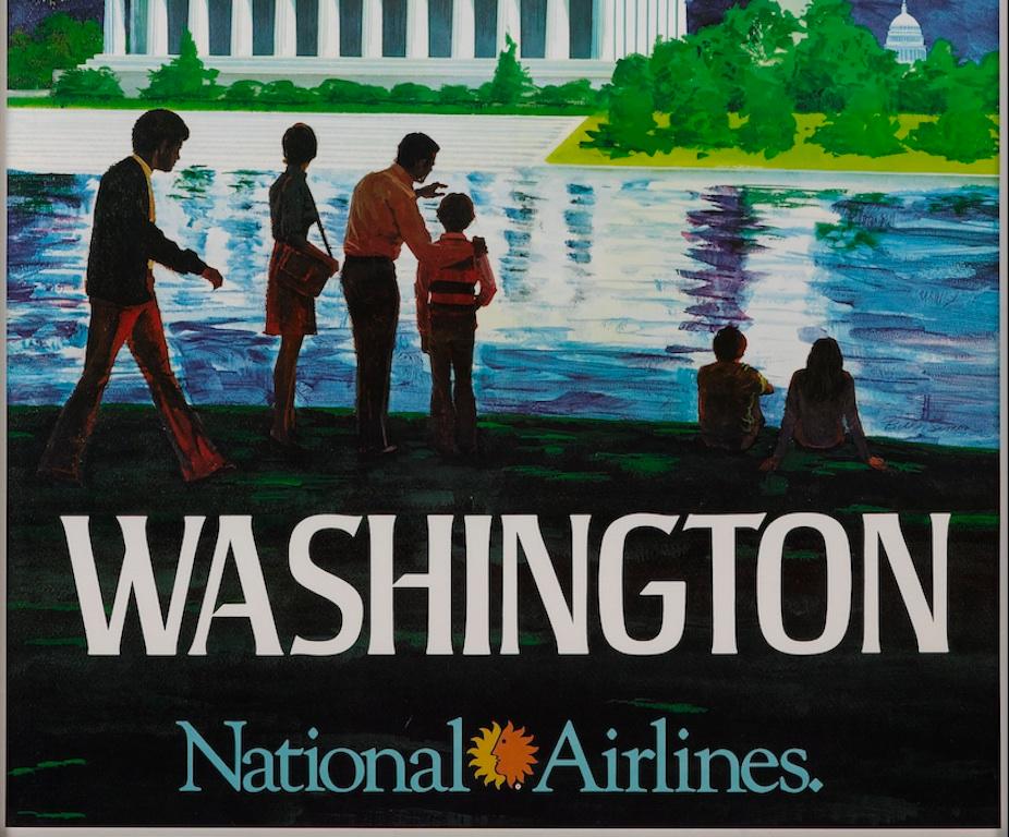 American Washington D.C. National Airlines Vintage Travel Poster, circa 1960s