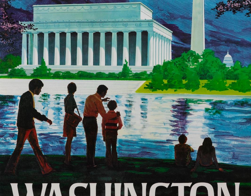 Washington D.C. National Airlines Vintage Travel Poster, circa 1960s In Good Condition In Colorado Springs, CO