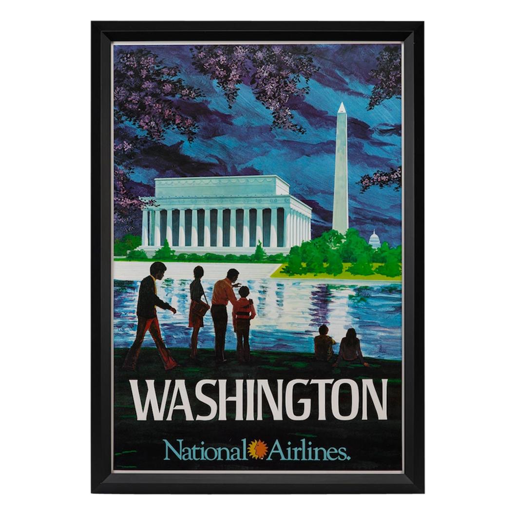 Washington D.C.National Airlines Vintage U.S Travel Advertisement Poster Print 