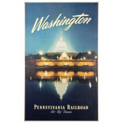"Washington/ Pennsylvania Railroad/ Go By Train" Vintage Travel Poster, 1949