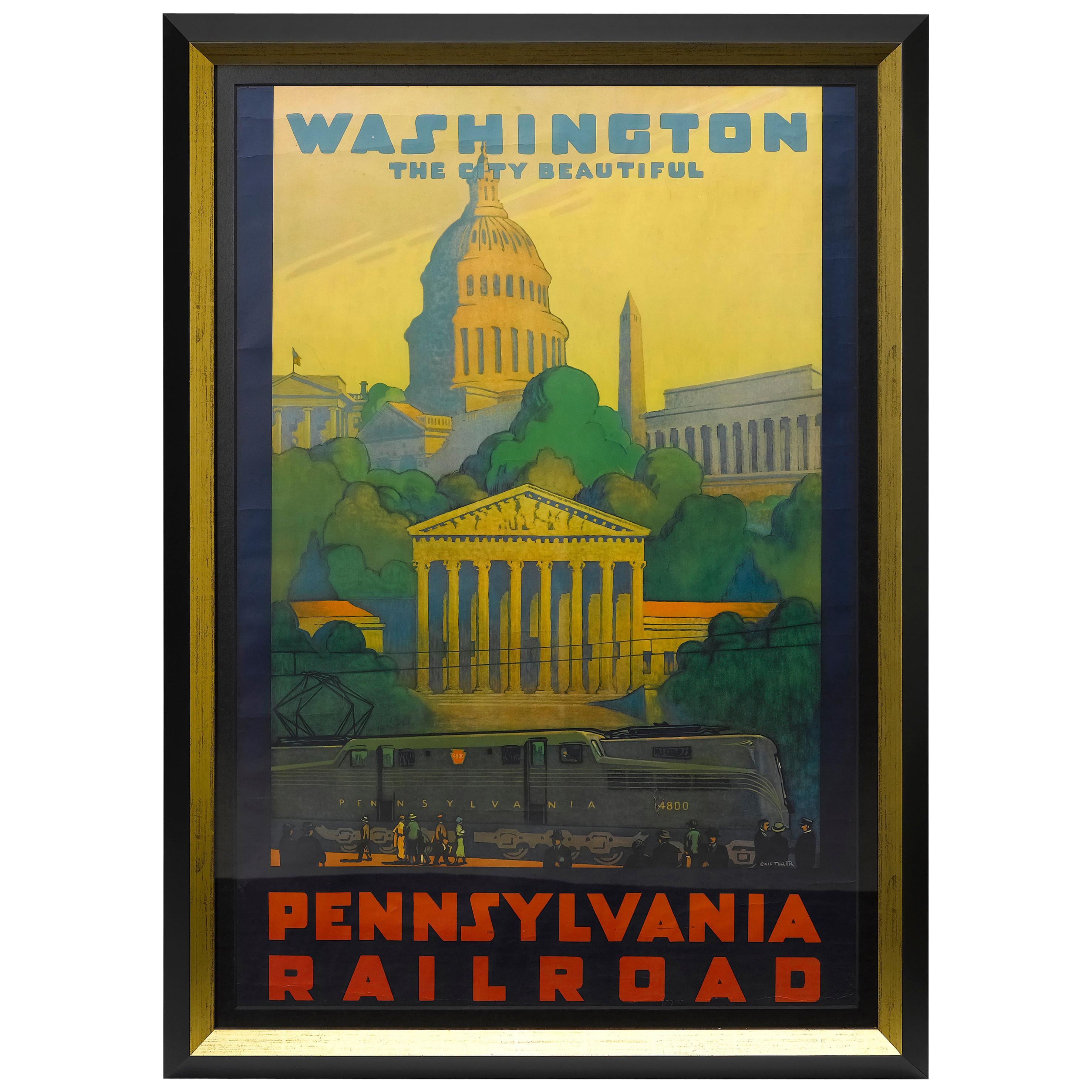 "Washington The City Beautiful" Vintage Pennsylvania Railroad Travel Poster