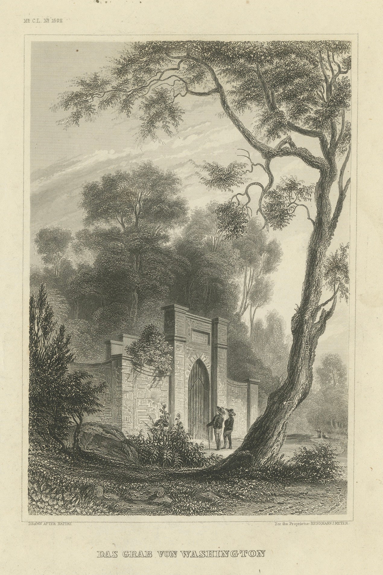 Washington's Tomb at Mount Vernon – Antique Americana Engraving, c.1850