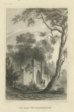Washington's Tomb at Mount Vernon – Antique Americana Engraving, c.1850