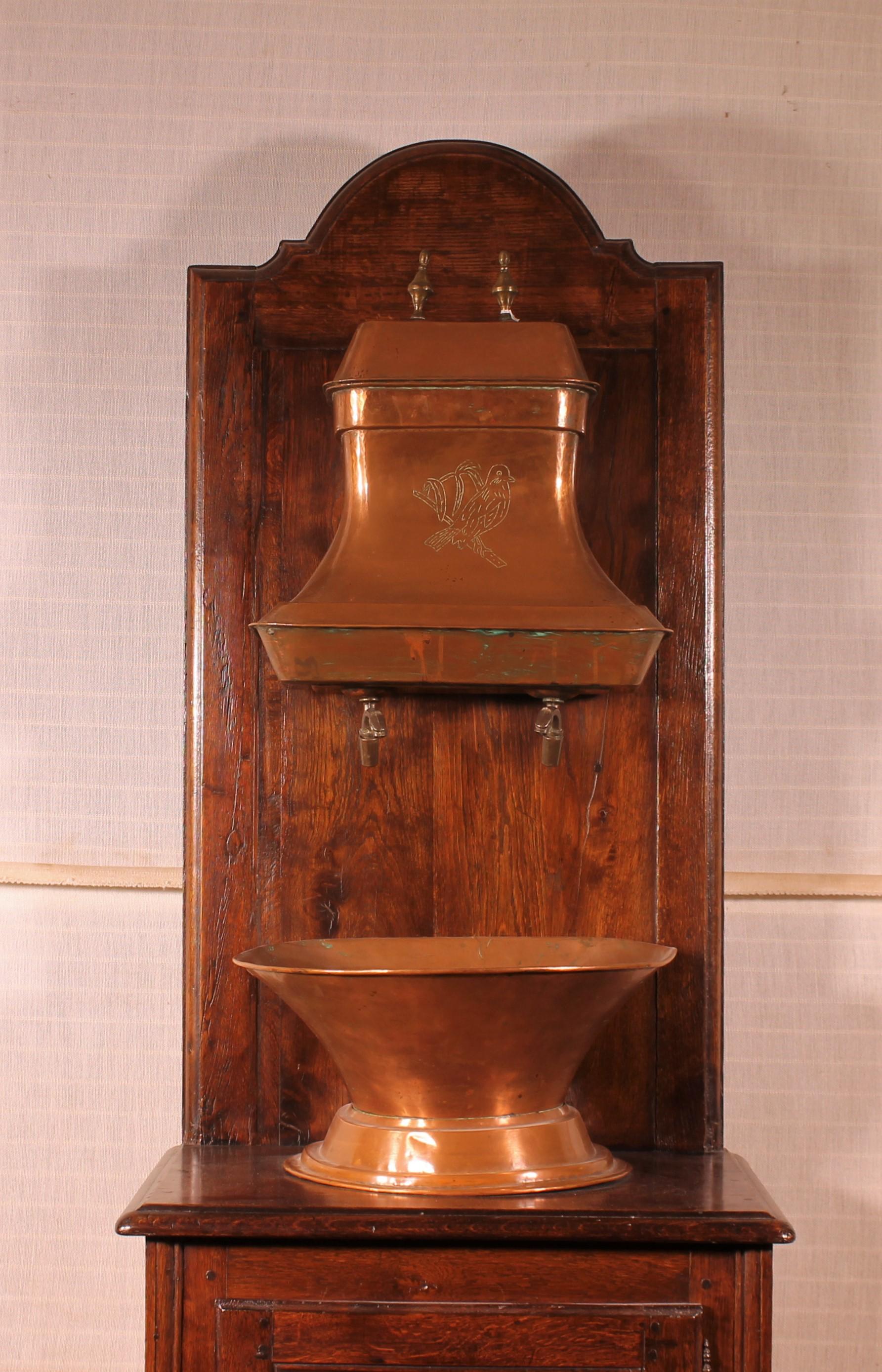 European Washstand with Copper Reservoir, 19th Century, France For Sale