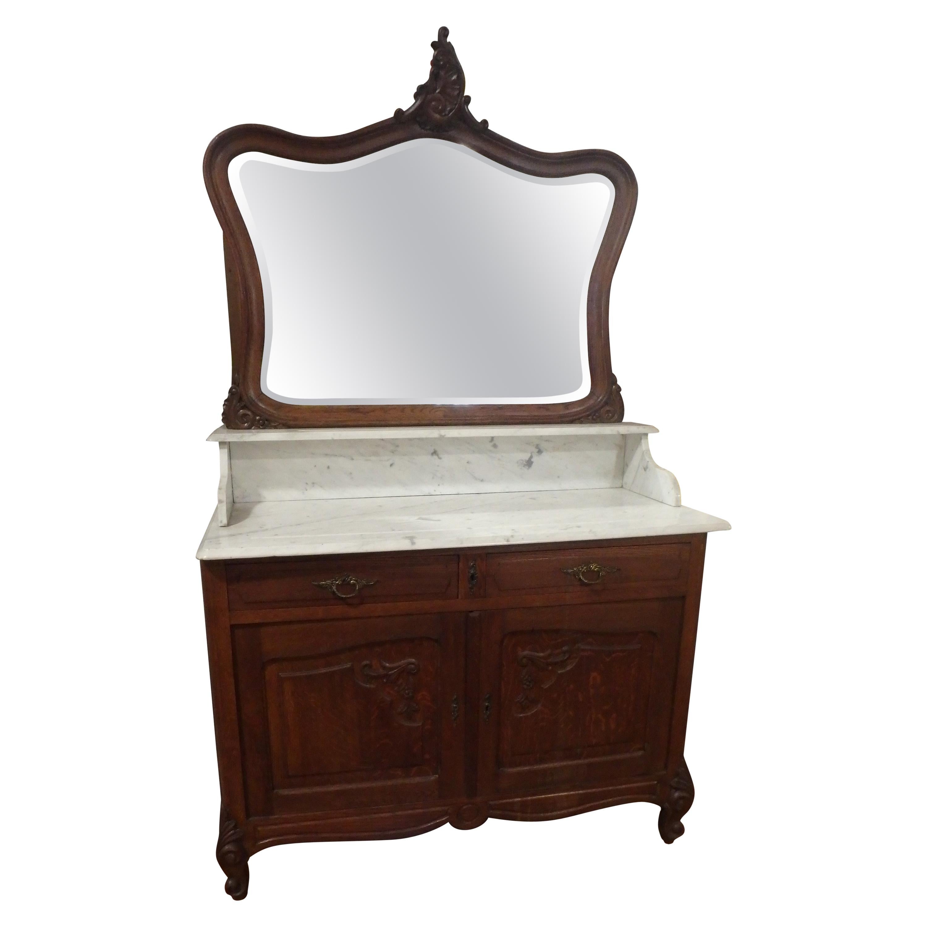 Washstand with Marble Top For Sale