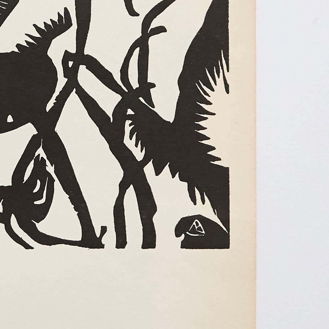 Holzschnitt von Wassily Kandinsky.
Signiert auf der Platte.

In gutem Zustand, einige Alters- und Gebrauchsspuren erhaltend.

Es handelt sich um die zweite Auflage, die unter Kandinskys Aufsicht gedruckt und 1938 in Paris für das XXe Siecle von
