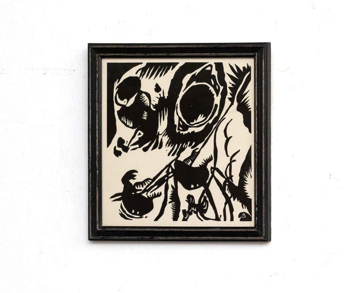 Werten Sie Ihre Kunstsammlung mit einem fesselnden Holzschnitt des meisterhaften Wassily Kandinsky auf. Dieses exquisite Stück, das auf der Platte vom Künstler signiert ist, strahlt eine zeitlose Anziehungskraft aus, die über sein unbekanntes