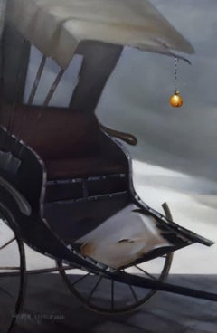 Rickshaw, Óleo sobre lienzo, por el artista moderno indio Wasim Kapoor "En Stock"